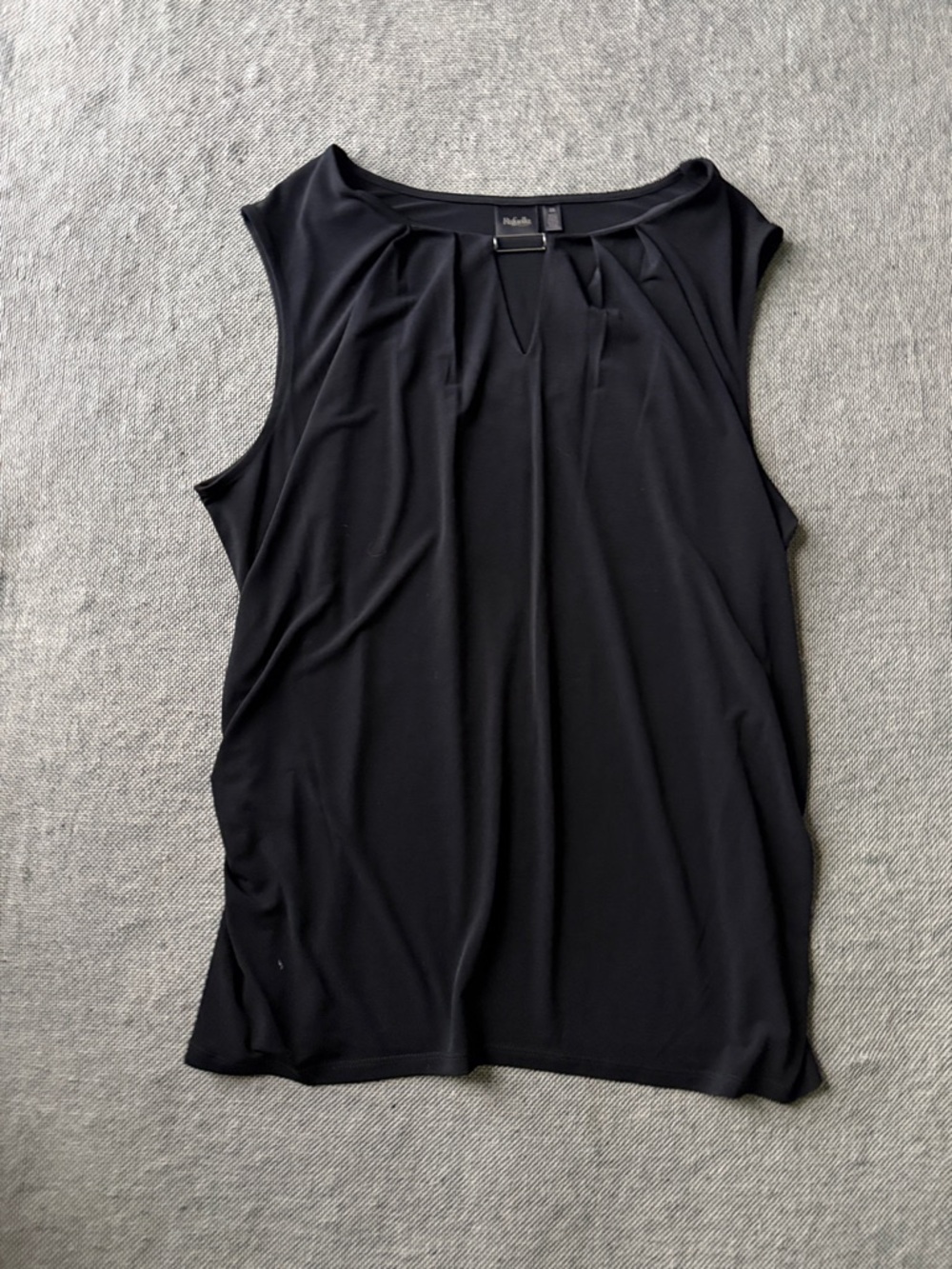 Rafaella Black Sleeveless Pleated Front Tank